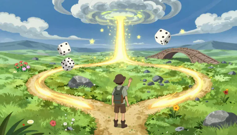 Visual representation of "aleatory" - Depending on chance, luck or uncertain events.