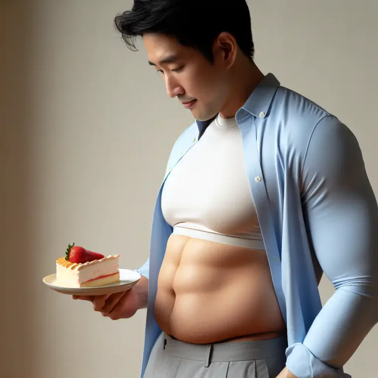 Visual representation of "pooch" - A protruding belly, associated with weight gain.