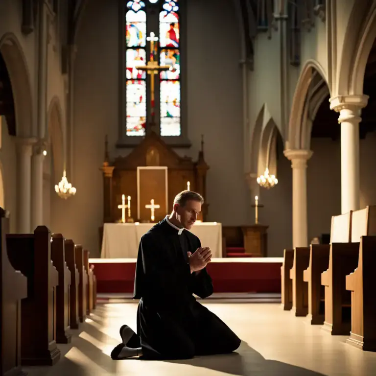 Visual representation of "penance" - A specific act decreed by a priest in the Sacrament of Reconciliation in the Catholic Church to achieve forgiveness for sin.