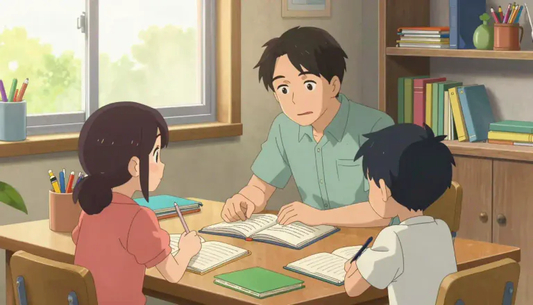 Visual representation of "homeschool" - To teach your children at home instead of sending them to a school.