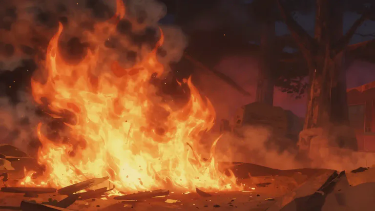 Visual representation of "blaze" - A very large or fiercely burning fire.