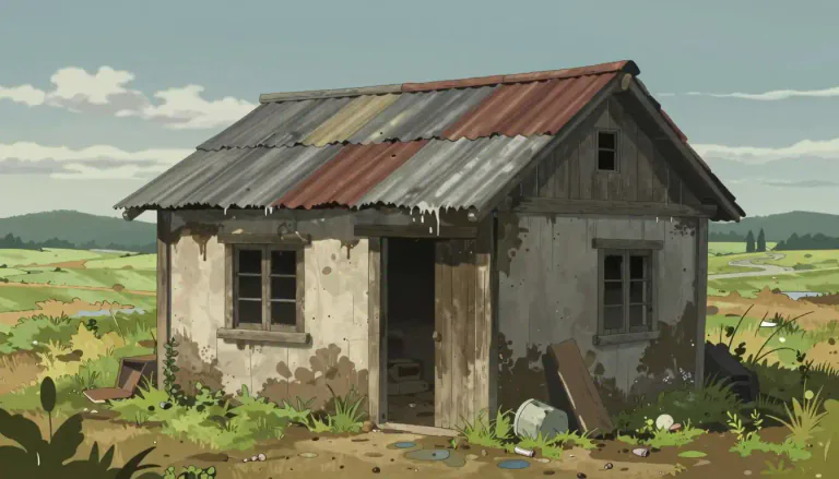 Visual representation of "hovel" - A small, poorly built and often dirty house