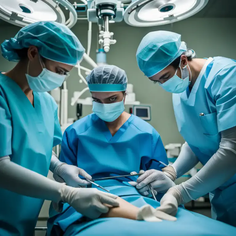 Visual representation of "under the knife" - Going into surgery or being operated on by a doctor