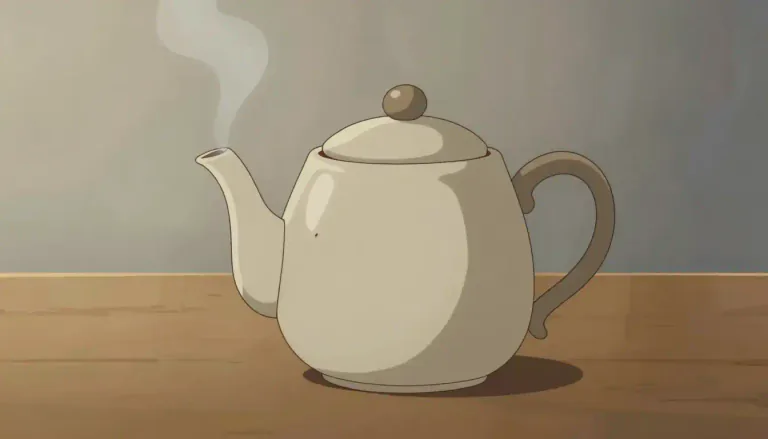 Visual representation of "teapot" - A container with a handle, a spout and a lid, used for making and pouring tea.