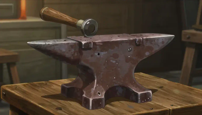 Visual representation of "anvil" - A heavy block of iron or steel on which metal can be hammered and shaped.