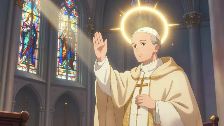 Visual representation of "beatify" - To declare that a deceased person lived a holy life and is now blessed in heaven.