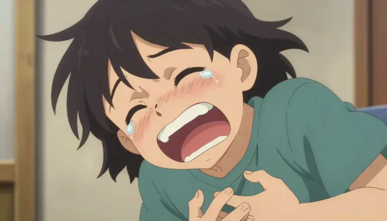 Visual representation of "hysterics" - A state of uncontrollable laughter or crying.