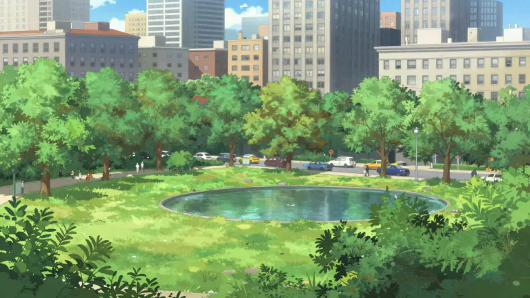 Visual representation of "oasis" - A pleasant place or situation in the middle of something difficult or unpleasant