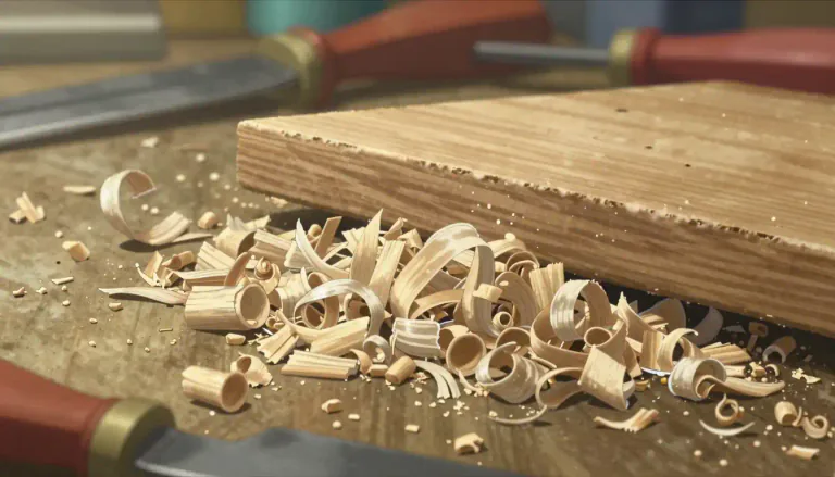Visual representation of "sawdust" - Tiny pieces of wood that come from cutting or sanding wood