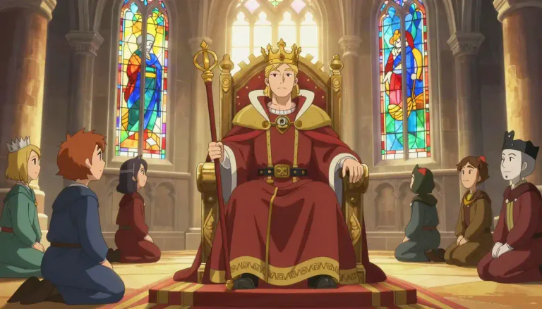 Visual representation of "king" - The male ruler of an independent state, especially one who inherits the position from a parent or relative