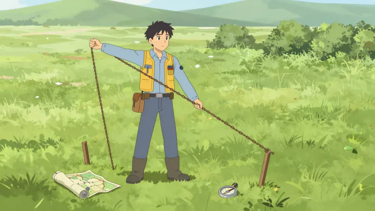 Visual representation of "perch" - A unit of measure for length, especially used in surveying.