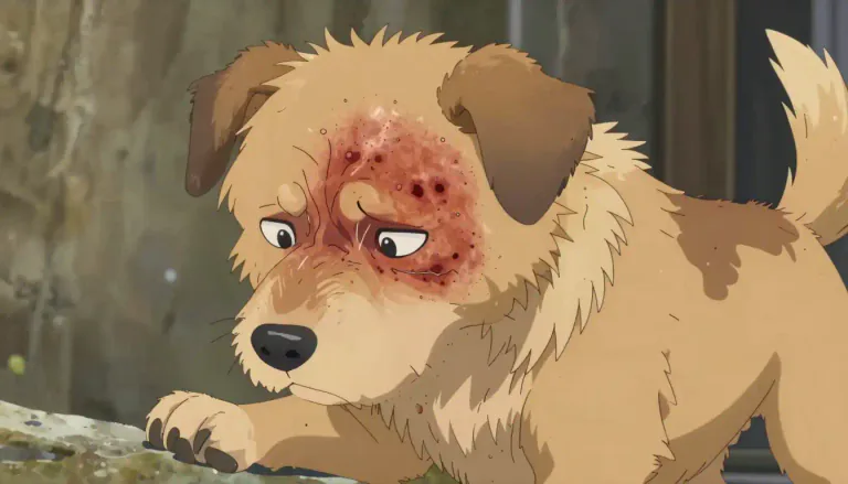 Visual representation of "mange" - A skin disease found in animals, especially dogs, that causes itching and hair loss