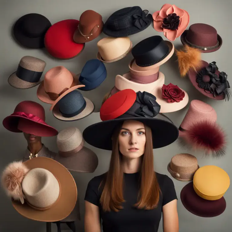 Visual representation of "millinery" - Women's hats and other fashion items related to hats