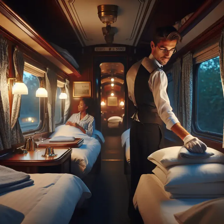 Visual representation of "porter" - A person in charge of a railroad car