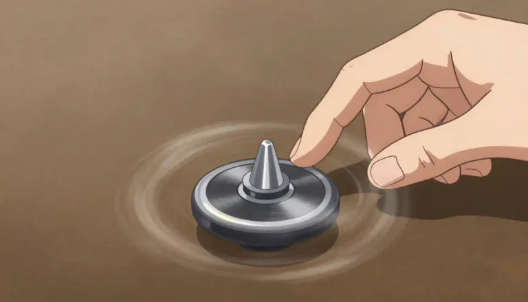 Visual representation of "spinner" - A device used to spin something, like a top or a coin.