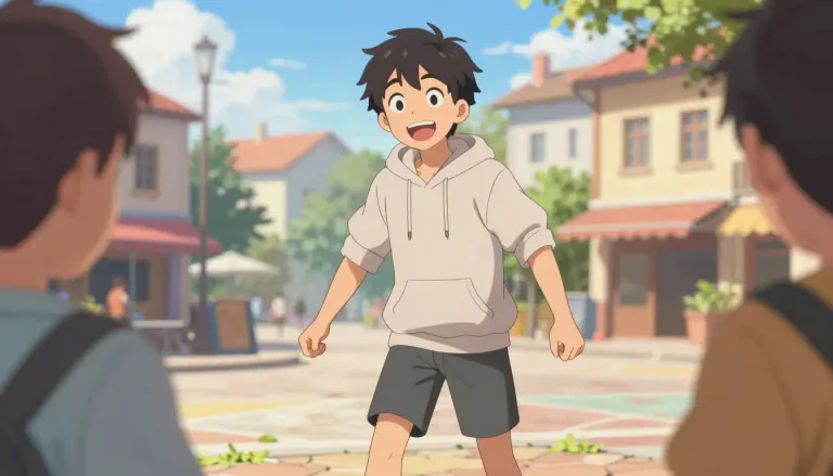 Visual representation of "boyish" - Having characteristics or qualities traditionally associated with boys.