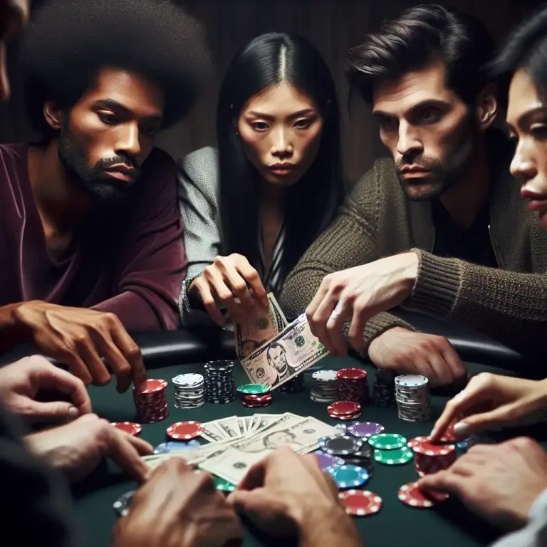 Visual representation of "ante" - To pay an amount of money as your part of the bet in a poker game.