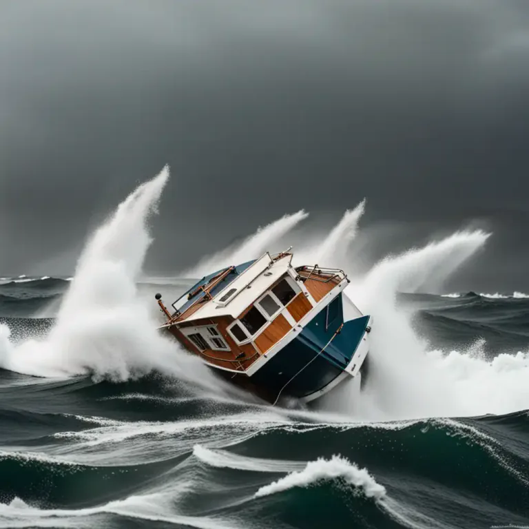 Visual representation of "turn turtle" - To turn or flip over completely, especially of a boat or a vehicle.