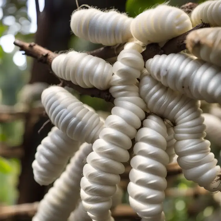 Visual representation of "silk" - The threads, or the cocoon, that is produced by a silkworm