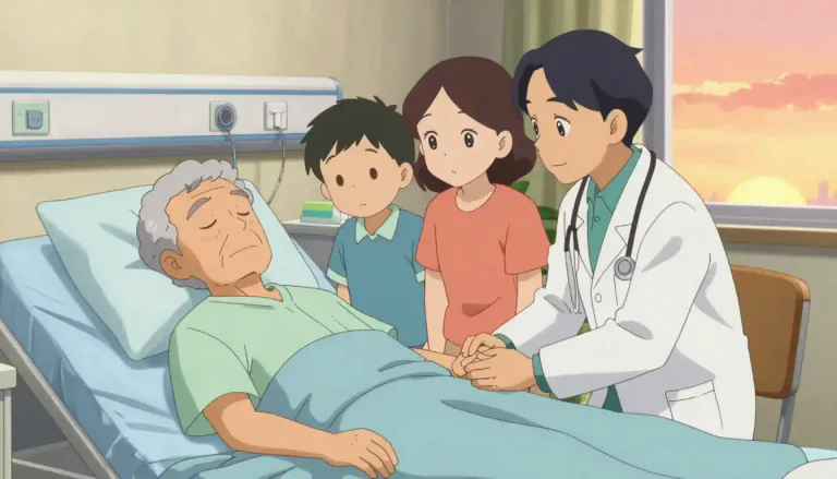 Visual representation of "euthanasia" - The act of helping someone die peacefully to avoid pain or suffering, often in a medical or legal context.