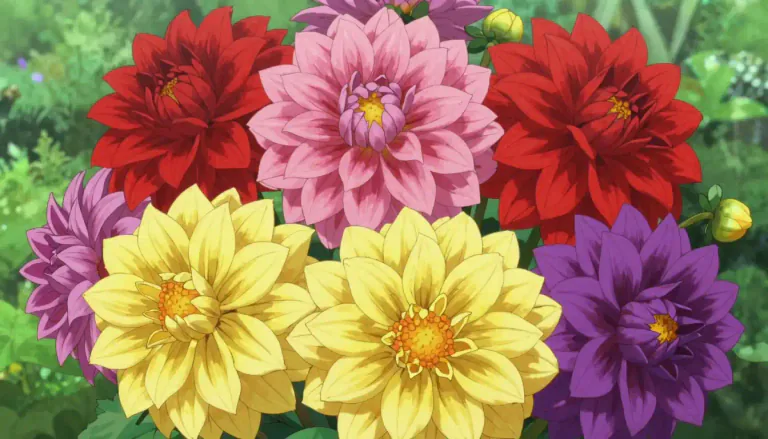 Visual representation of "dahlia" - A type of flower with large, brightly colored petals