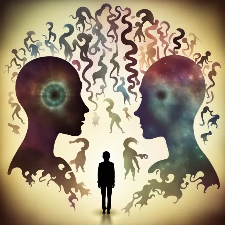 Visual representation of "schizophrenic" - Relating to, characteristic of, or affected by schizophrenia.