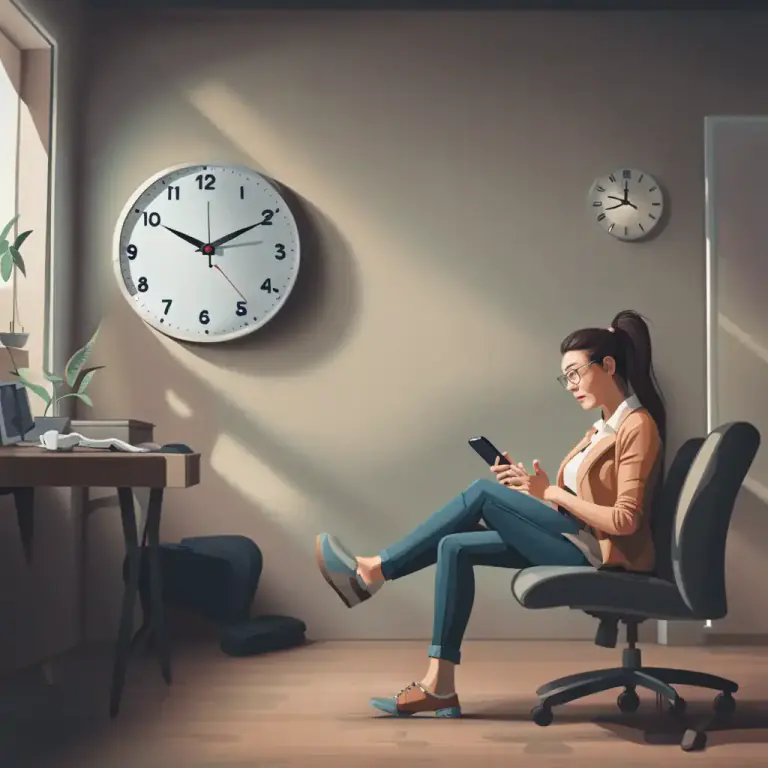 Visual representation of "wait around" - To spend time idle or doing nothing specific.