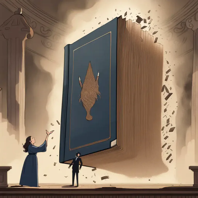 Visual representation of "throw the book at somebody" - To punish or criticize someone as severely as possible