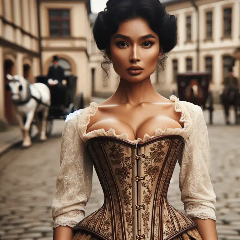 Visual representation of "breastplate" - Part of a woman's corset covering the breasts.