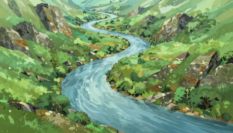 Visual representation of "course" - The route or direction followed by a ship, aircraft, road, or river