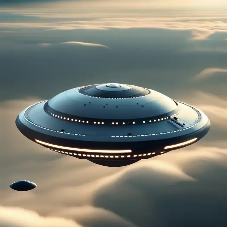 Visual representation of "saucer" - A flying saucer: something that some people believe is a spacecraft from another planet