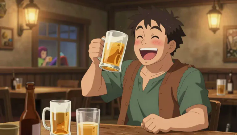 Visual representation of "bibulous" - Someone who likes to drink alcohol a lot.