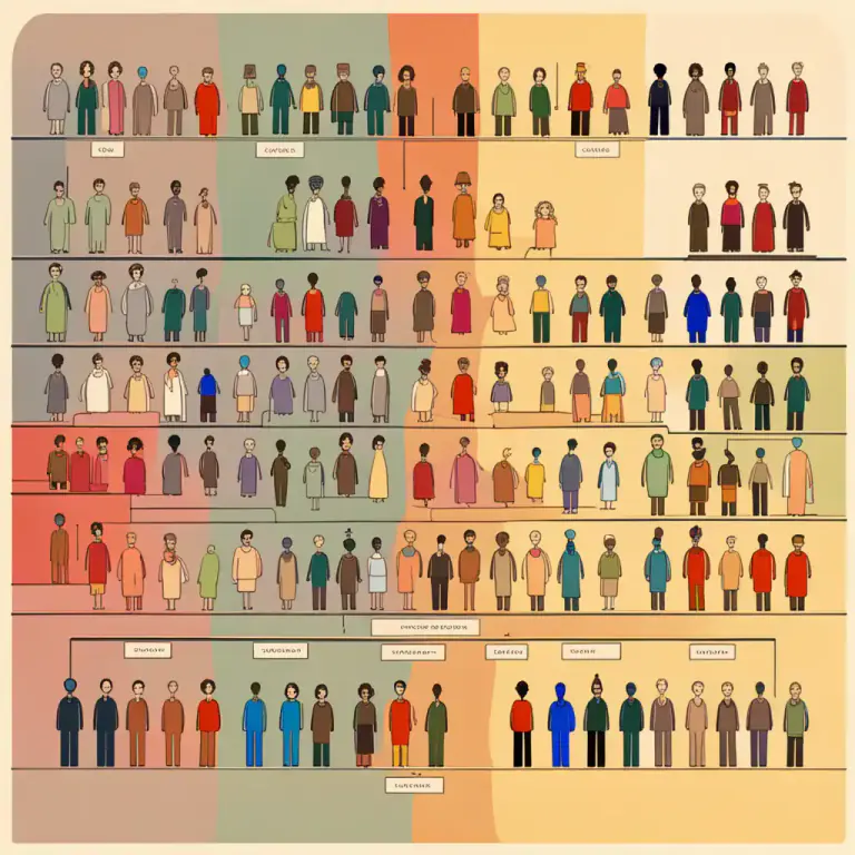 Visual representation of "stratification" - The arrangement of society into social classes or castes