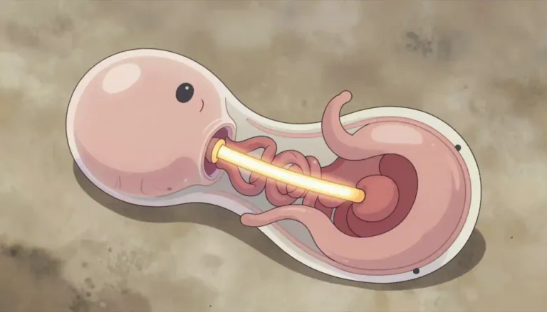 Visual representation of "notochord" - The notochord is a flexible rod-shaped structure found in the embryos of all chordates, providing structural support and defining the axis of the body.