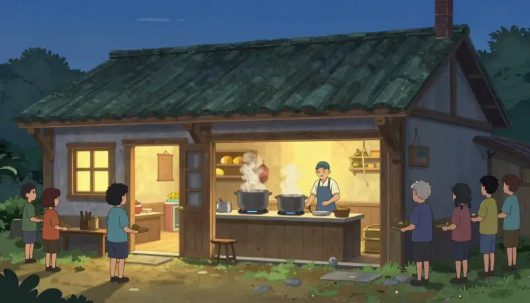 Visual representation of "cookhouse" - A building or room where food is cooked, often used in communal or military settings.