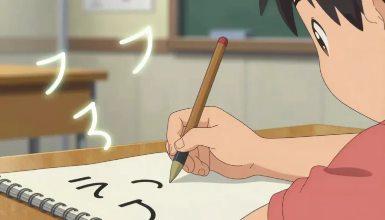 Visual representation of "hiragana" - A Japanese syllabary consisting of curved characters that represent basic phonetic sounds and are used alongside kanji to form words.