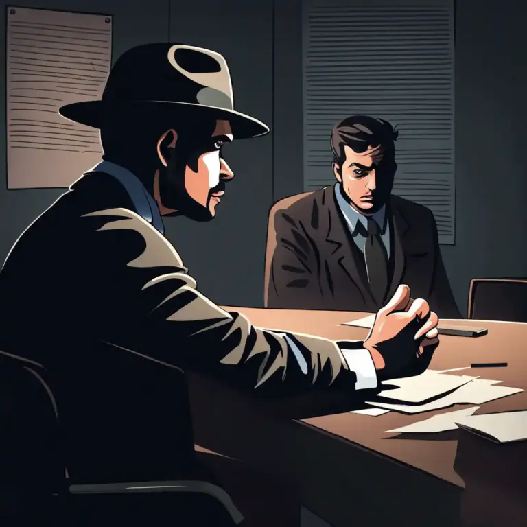 Visual representation of "cross-examine" - To ask someone a lot of questions in a thorough manner to verify the information they have presented.