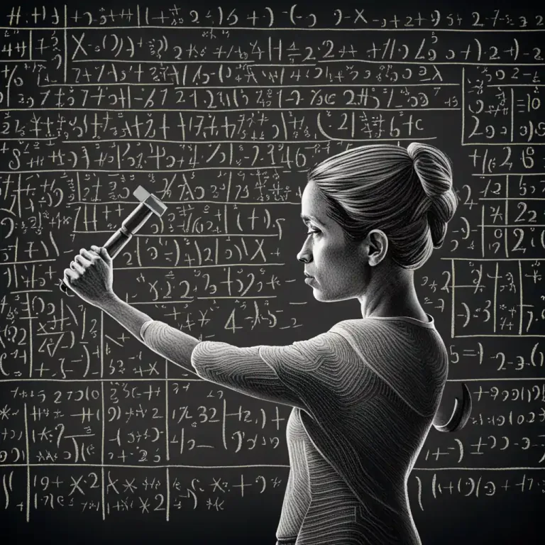 Visual representation of "hammer away at" - To persistently and continuously work on or talk about something