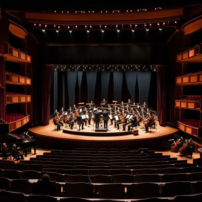 Visual representation of "interlude" - A piece of music, performance, or set of songs performed during a break between the parts of a play, concert, or other entertainment