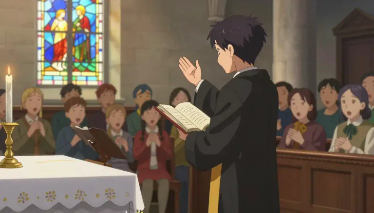 Visual representation of "cantor" - A person who leads singing, especially in a church