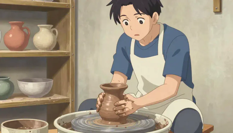 Visual representation of "potter" - a person who makes pots, dishes, and other things made of clay