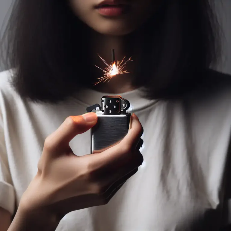Visual representation of "flint" - The part of a lighter that creates a spark