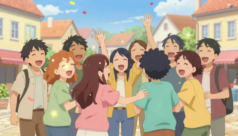 Visual representation of "joyous" - Full of happiness and enjoyment.