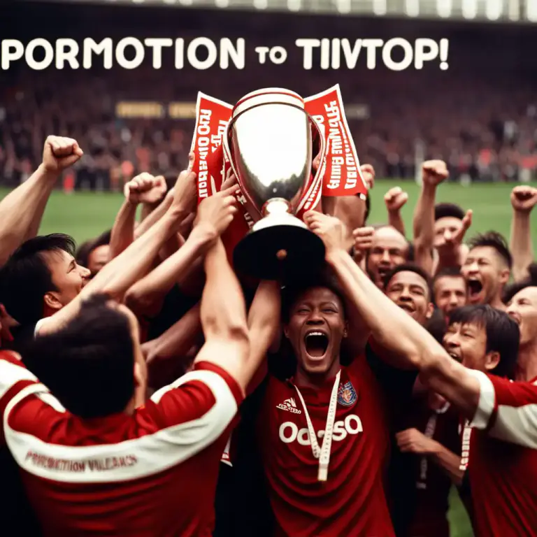 Visual representation of "promotion" - In sports, moving up into a higher division.