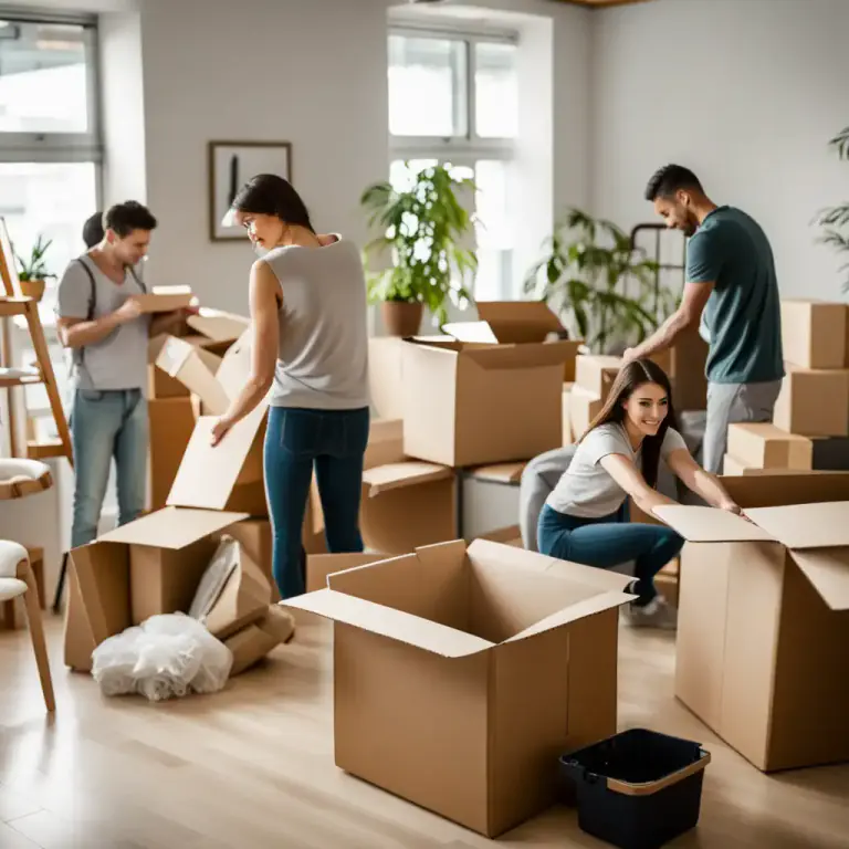Visual representation of "move in" - To unpack and arrange one's belongings in a new residence