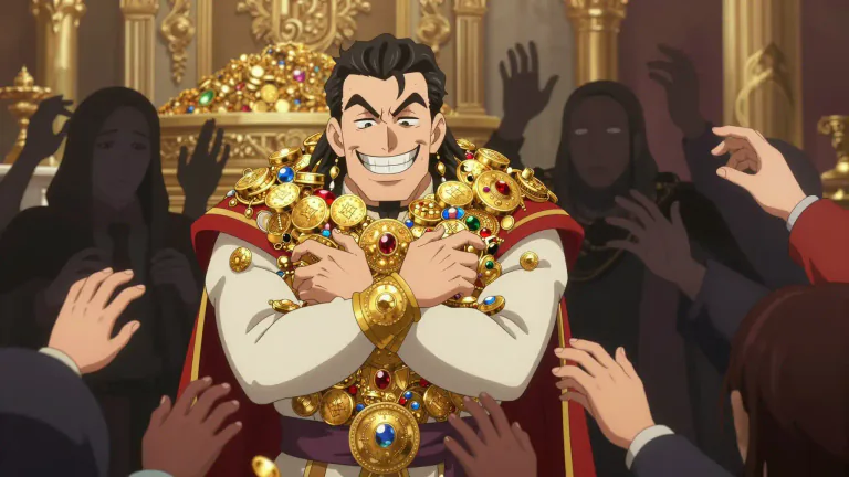 Visual representation of "avar" - An intense and greedy desire for wealth, often ignoring the needs of others.