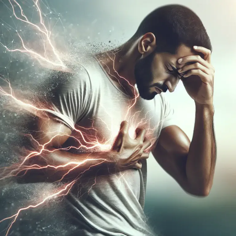 Visual representation of "convulsive" - Related to a medical condition where a person has sudden, violent, involuntary contractions of a group of muscles.