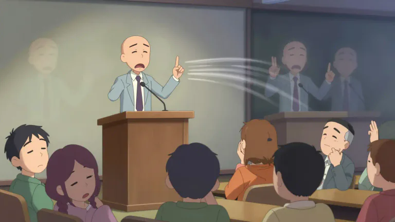 Visual representation of "repetitious" - Saying or doing the same thing many times
