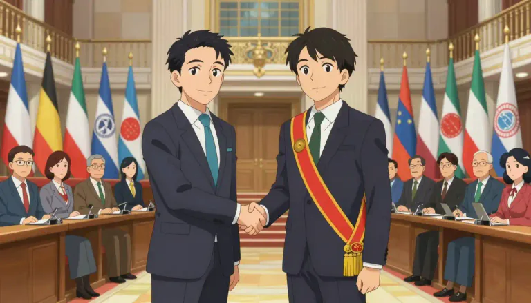 Visual representation of "ambassadorial" - Related to the work or position of an ambassador.