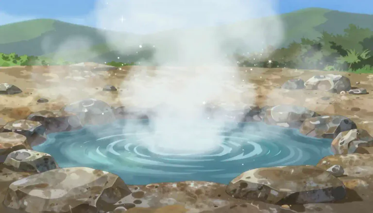 Visual representation of "geyser" - A hot spring in which water suddenly bursts up into the air